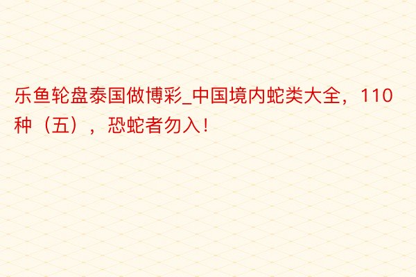 乐鱼轮盘泰国做博彩_中国境内蛇类大全，110种（五），恐蛇者勿入！