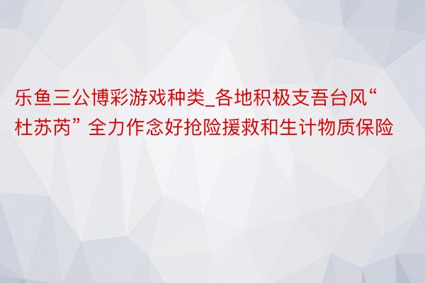 乐鱼三公博彩游戏种类_各地积极支吾台风“杜苏芮” 全力作念好抢险援救和生计物质保险