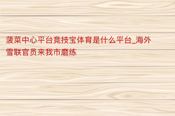 菠菜中心平台竞技宝体育是什么平台_海外雪联官员来我市磨练