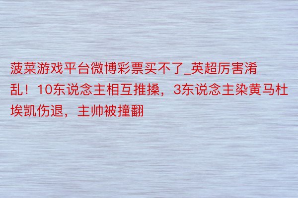 菠菜游戏平台微博彩票买不了_英超厉害淆乱！10东说念主相互推搡，3东说念主染黄马杜埃凯伤退，主帅被撞翻